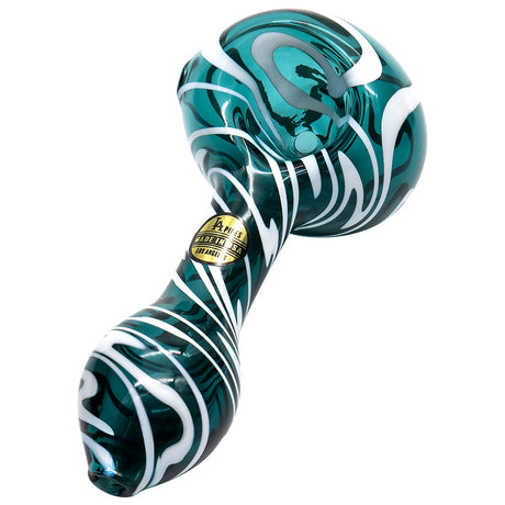 LA Pipes 'Warped Space' Aquamarine Color Glass Hand-Pipe, Spoon Design, 4.5" Length