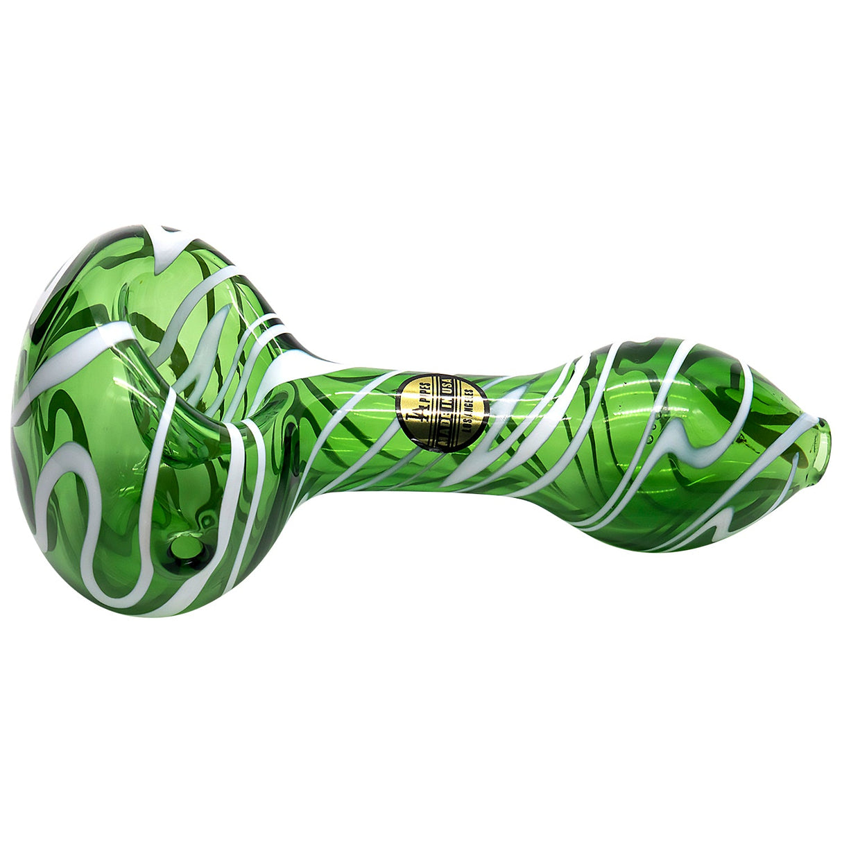 LA Pipes 'Warped Space' Color Glass Hand-Pipe, Spoon Design, 4.5" Length, Side View