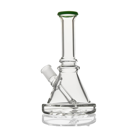 PILOT DIARY Compact 7" Beaker Bong with Green Rim and Diffused Downstem - Front View