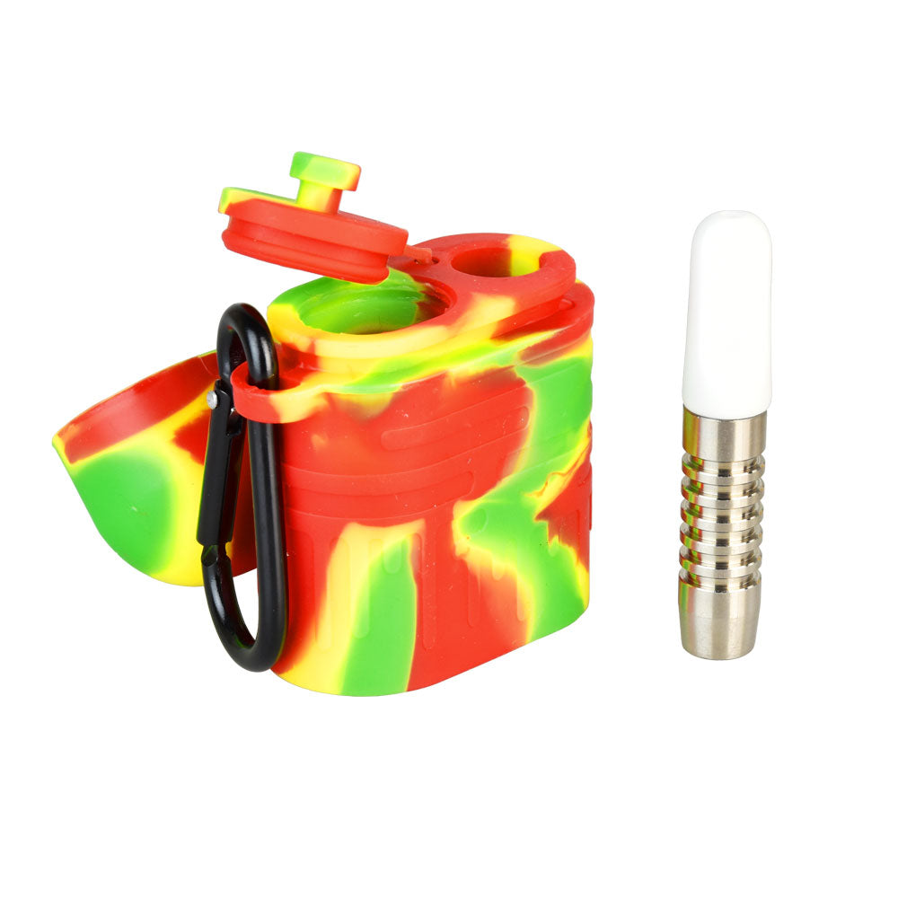 Waxmaid Dugout in assorted colors with taster and storage, compact and portable, front view