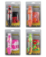Waxmaid Silicone Nectar Straw Kits in assorted colors, front view, with glass and silicone parts visible