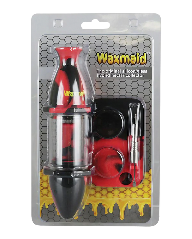 Waxmaid Silicone Nectar Straw Kit with assorted colors, glass and silicone materials, front view