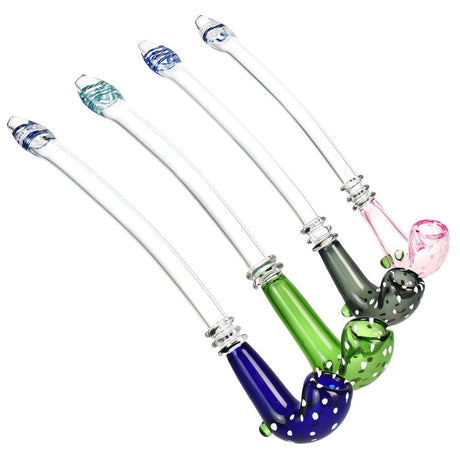Assorted Welcoming Wizard Sherlock Pipes in Borosilicate Glass, 12" Length, Angled View
