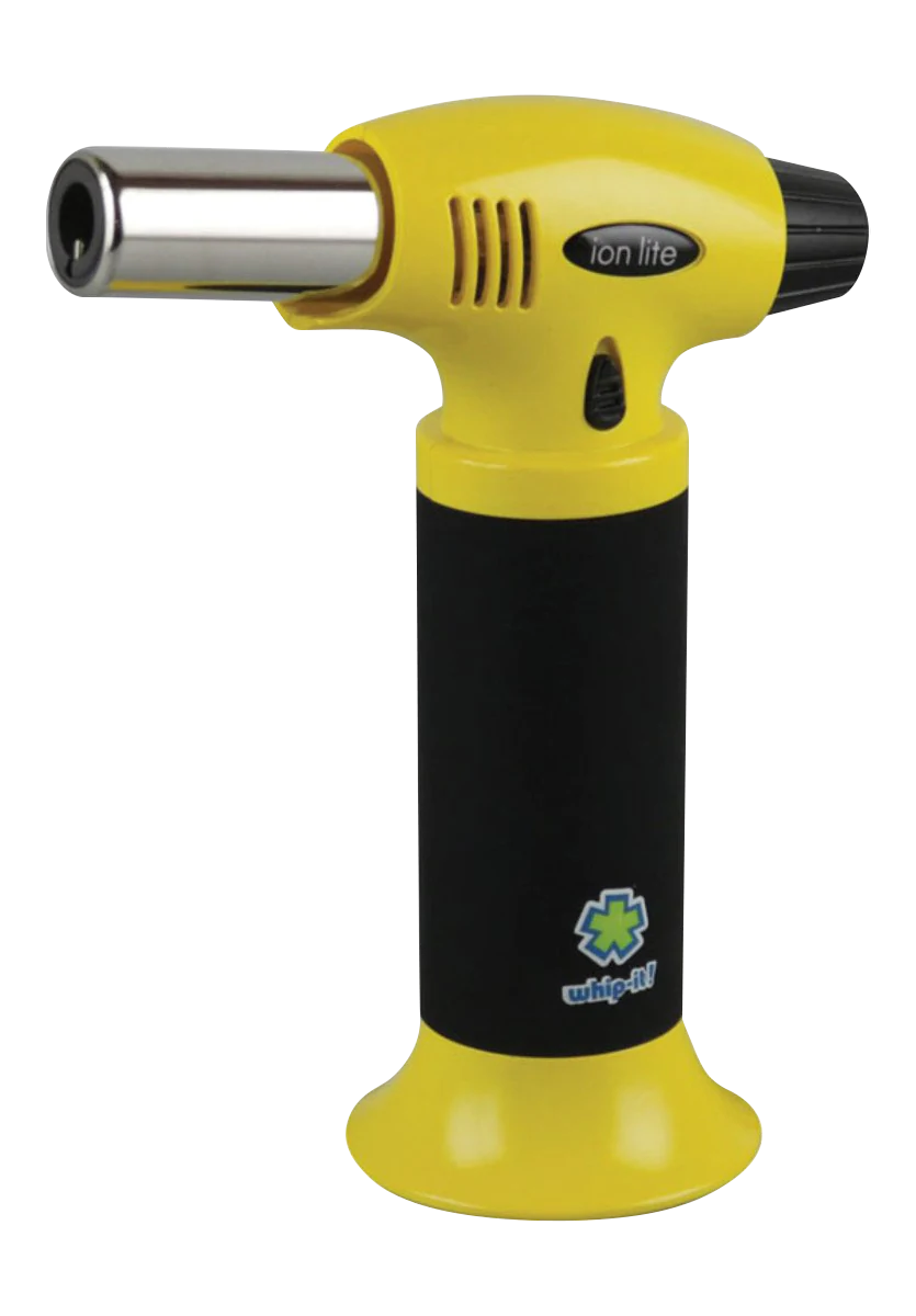 Whip-it! Ion Lite Torch Lighter in Yellow, Portable and Compact, Ideal for Dab Rigs, Side View