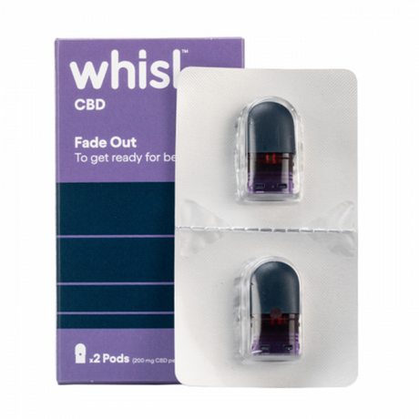 Whisl Vaporizer Pods 2-Pack, Fade Out with CBD oil, front view on white background