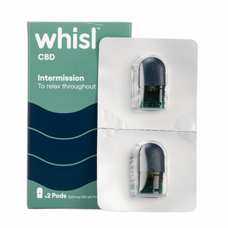 Whisl Vaporizer Pods - 2 Pack, CBD oil cartridges in green and orange, front view on white background
