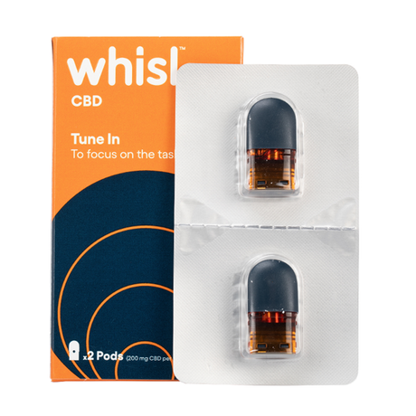 Whisl Vaporizer Pods - 2 Pack, Tune In variant with orange packaging, front view on white background