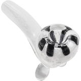 LA Pipes White Fritted Sherlock Pipe with Black Daisy Bowl, Compact Borosilicate Glass
