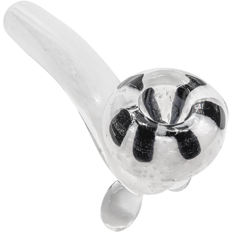 LA Pipes White Fritted Sherlock Pipe with Black Daisy Bowl, Compact Borosilicate Glass