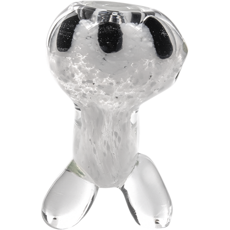 LA Pipes White Fritted Sherlock Hand Pipe with Black Daisy Bowl, Borosilicate Glass, Front View