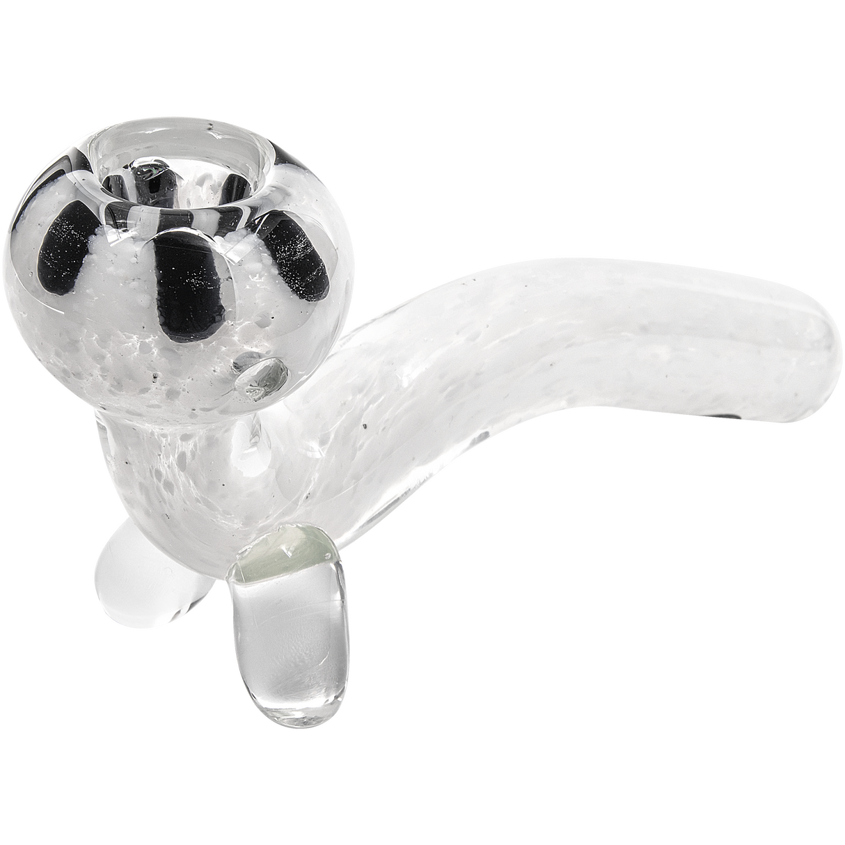 LA Pipes White Fritted Sherlock Hand Pipe with Black Daisy Bowl - Top View