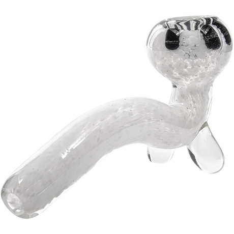 Elegant White & Black Daisy Fritted Sherlock Pipe by LA Pipes, Portable Borosilicate Glass