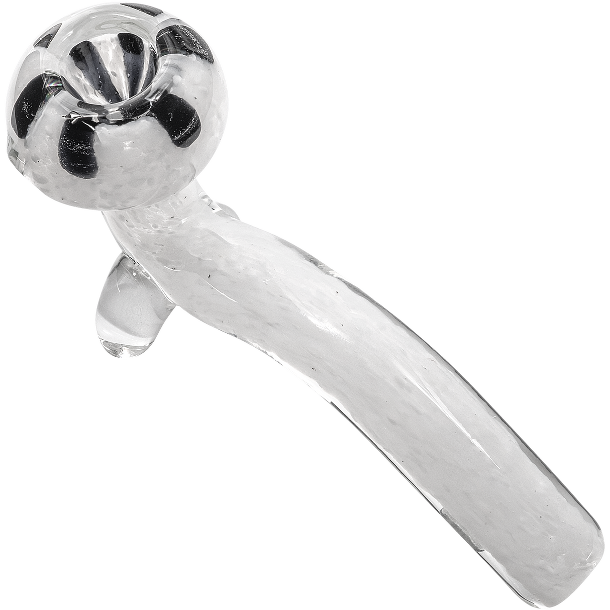 LA Pipes White Fritted Sherlock Pipe with Black Daisy Bowl, Compact Design, Borosilicate Glass