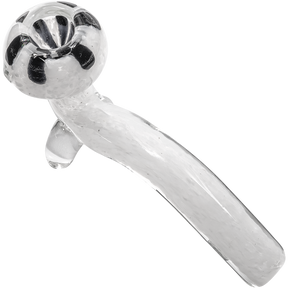 LA Pipes White Fritted Sherlock Pipe with Black Daisy Bowl, Compact Design, Borosilicate Glass