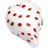 LA Pipes White Heart-Shaped Hand Pipe with Red Dots, Borosilicate Glass, Portable Design