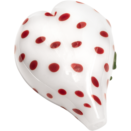 LA Pipes White Heart-Shaped Hand Pipe with Red Dots, Borosilicate Glass, Portable Design