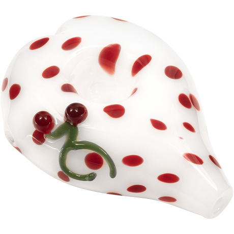 LA Pipes White Heart-Shaped Borosilicate Glass Hand Pipe with Red Spots - Portable Design