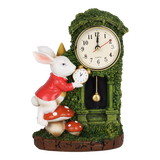 White Rabbit Clock polyresin backflow incense burner 7.5 inch with a functional built-in clock