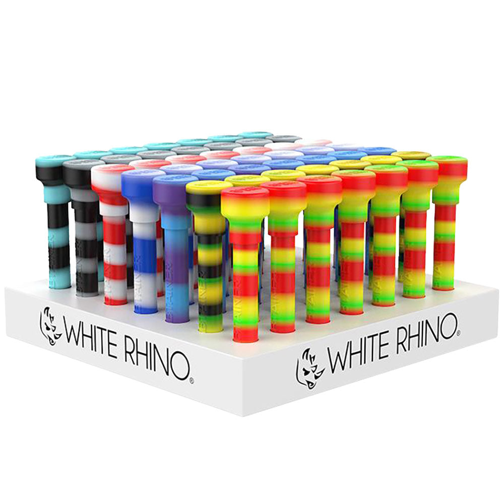 Assorted White Rhino 2-in-1 Dab Straws with Storage in Display Box, Portable Quartz & Silicone