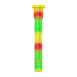 White Rhino Adjustable Silicone Downstem in Rasta colors, portable design, front view on white background