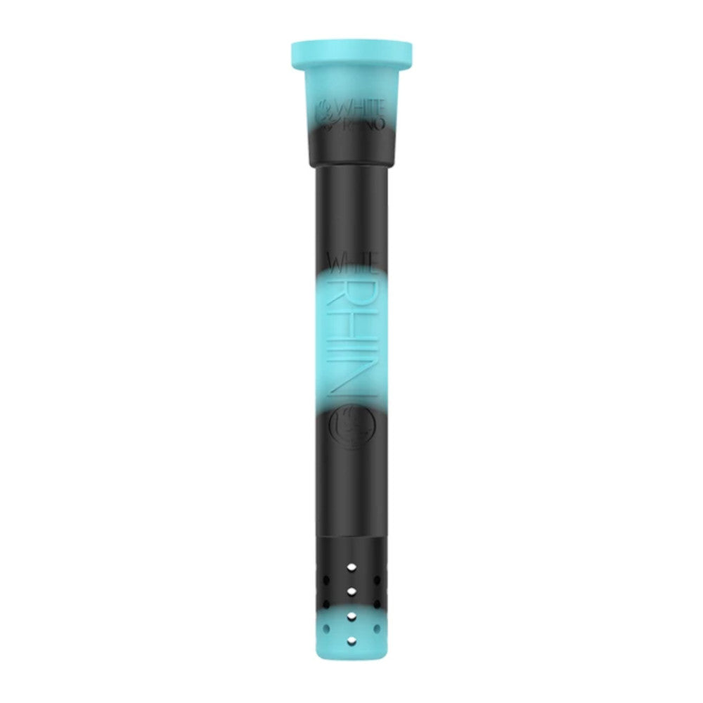 White Rhino Adjustable Silicone Downstem in Teal and Black for Bongs, Front View