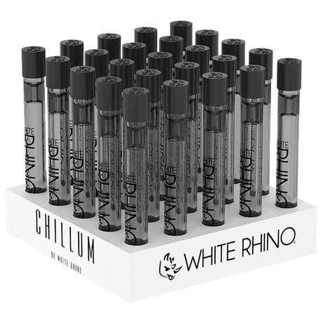 White Rhino Glass Chillum with Silicone Cap | Black | 4" | 25ct Display