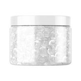 Close-up of White Rhino 6mm clear quartz terp balls in a 100pc jar, ideal for dab rig efficiency