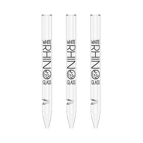 White Rhino Glass Dab Straws with Silicone Caps, 5" Borosilicate, 25pc Display
