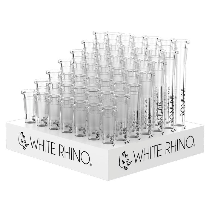 White Rhino Glass Downstems | 19/14mm | Asst Sizes | 49pc Display