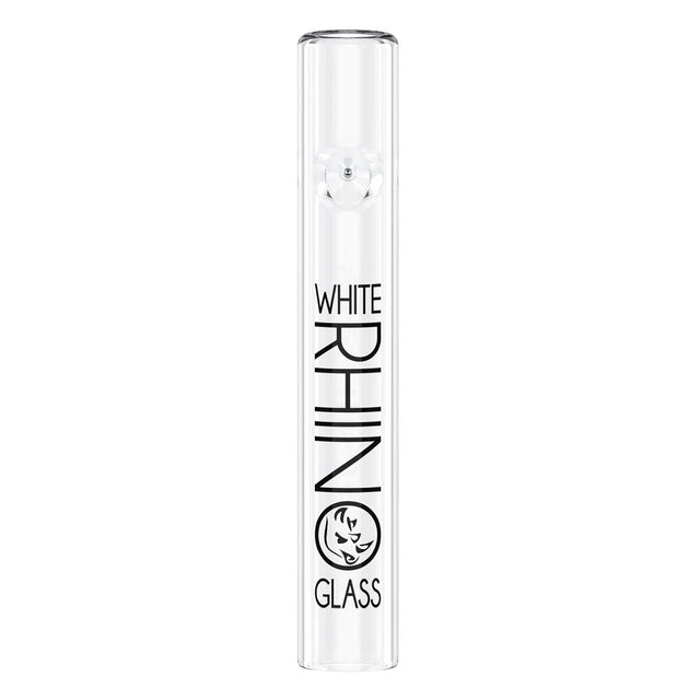 White Rhino Glass Steam Roller - Clear 5" Hand Pipe Front View for Dry Herbs
