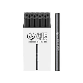 White Rhino Black Metal One Hitter with 25pc Display, 3" Compact Design for Dry Herbs, Front View