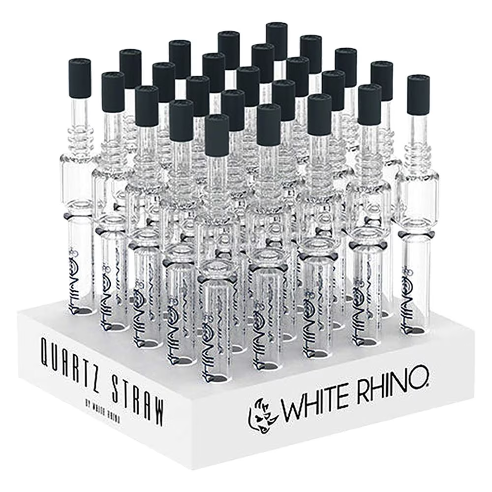 White Rhino Quartz Dab Straw V4 w/ Silicone Cap | 5" | 25ct Display