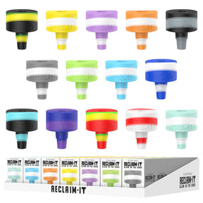 Assorted White Rhino Reclaim-It Adapters in 14/19mm sizes, glow in the dark, displayed in 35pc set