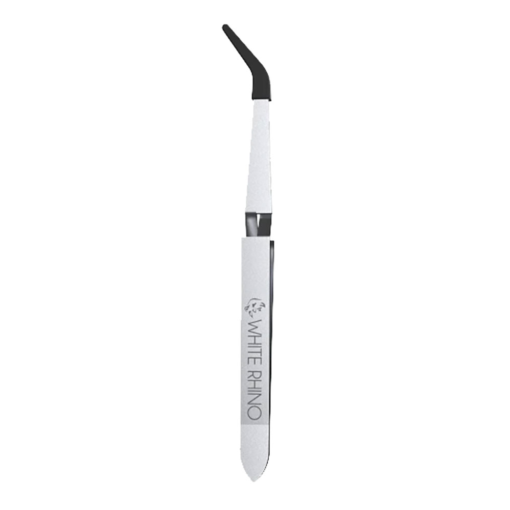 White Rhino Reverse Tweezers with Silicone Tip for Dab Rigs, Compact 5.75" Design, Front View