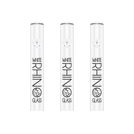 White Rhino Glass Steamroller Pipes for Dry Herbs, 4.25" Portable Size, Clear, 25pc Set