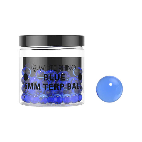 White Rhino Blue 6mm Terp Balls for Dab Rigs, 50pc Jar, Compact and Portable Design