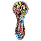 Wig Wag Colorful Print Glass Spoon Pipe | 3.75" | Colors Vary