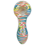 Wig Wag Colorful Print Glass Spoon Pipe | 3.75" | Colors Vary