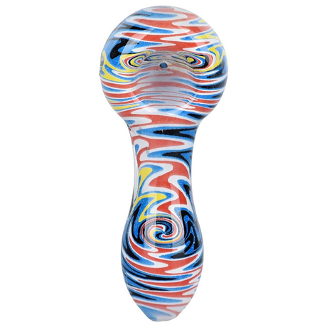 Wig Wag Colorful Print Glass Spoon Pipe | 3.75" | Colors Vary