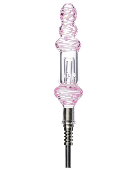 6" Wig Wag Glass Nectar Collector in Pink with Titanium Tip - Front View