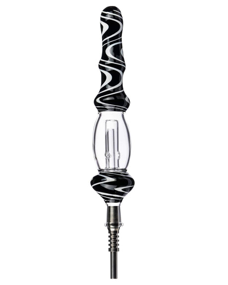 9" Wig Wag Glass Nectar Collector by Valiant Distribution in Black - Front View