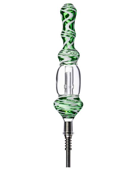 9" Wig Wag Glass Nectar Collector with Green Swirls, Titanium Tip, for Concentrates - Front View