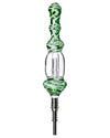 9" Wig Wag Glass Nectar Collector with Green Swirls, Titanium Tip, for Concentrates - Front View