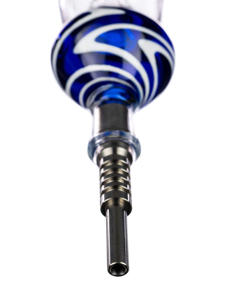 Valiant Distribution Wig Wag Glass Nectar Collector in Blue, Portable 6" Dab Straw, Close-up View
