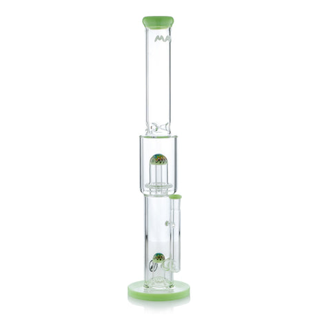 MAV Glass 18" Straight Tube Bong with Double UFO Percs & Ice Pinch, Wig Wag Design, Front View