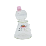 MAV Glass 7" Pink UFO Perc Barrel Top Pyramid Bong with Wig Wag Design