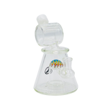 MAV Glass 7" White UFO Perc Barrel Top Pyramid Bong with Wig Wag Design