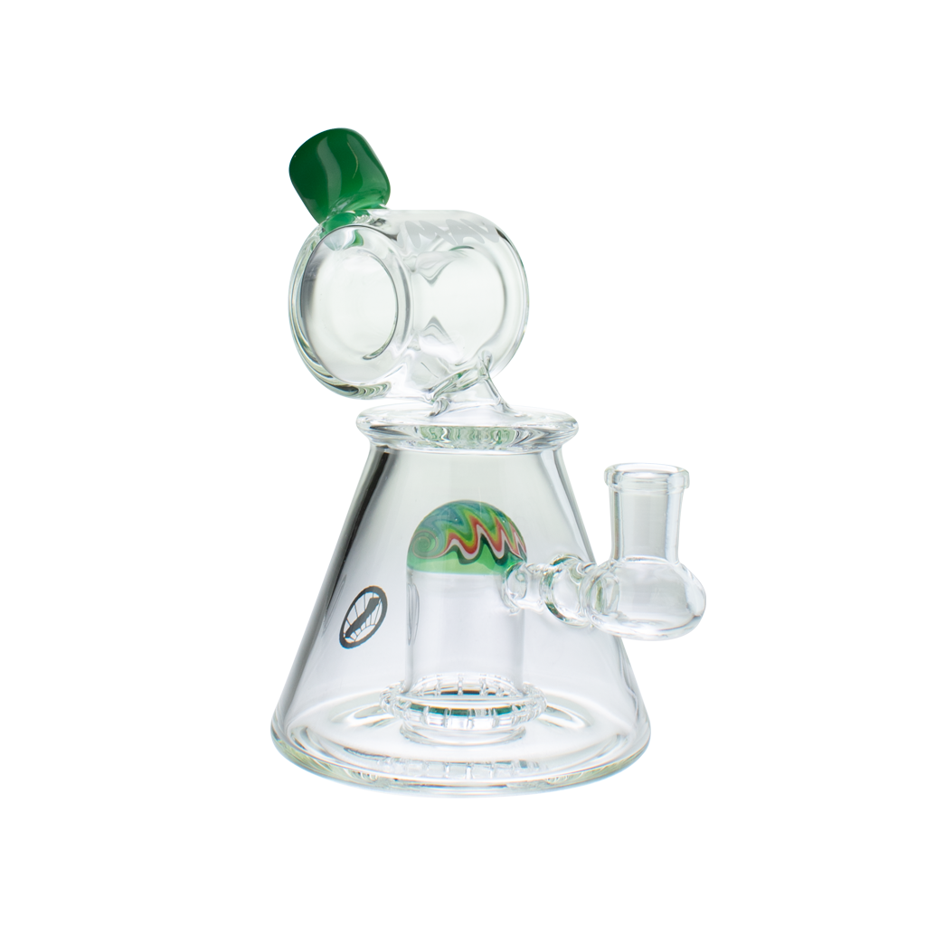 MAV Glass Wig Wag Reversal UFO Barrel Top Pyramid Bong with Colorful Accents