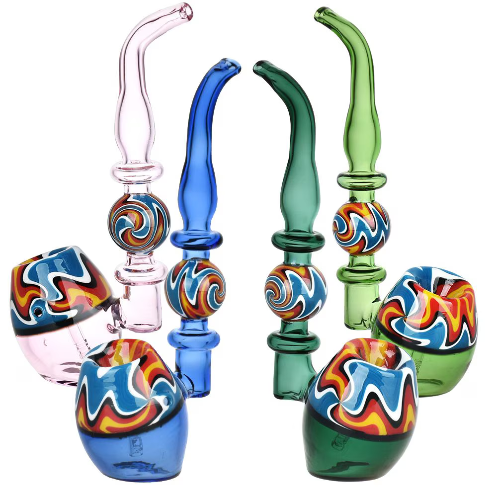 Wig Wag Straight Sherlock Glass Bubbler | 7" | Assorted Colors | 2ct Box