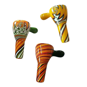 Assorted Wig Wag Worked Herb Bowl Slides in borosilicate glass, male joint, 14-18mm